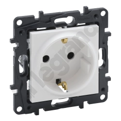 Gniazdo zasilające Schuko 2P+Z przesłona  Legrand Niloe Step Białe 863120
