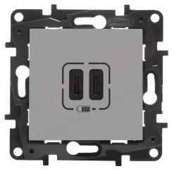 Ładowarka 2xUSB-C Legrand Niloe Step Aluminium 863339