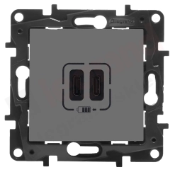 Ładowarka 2xUSB-C Legrand Niloe Step Stal 863439