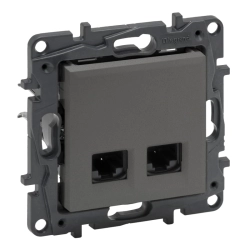 Gniazdo 2x RJ 45 kat. 6A UTP - Legrand Niloe Step Stalowe 863468