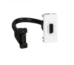 Gniazdo HDMI typ A z przewodem podłączeniowym Biały Legrand Mosaic 078778