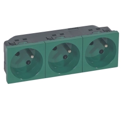 Gniazdo wielokrotne zespolone 3 x 2P+Z 16 A - 250 V~ zaciski automatyczne Zielony Legrand Mosaic 077163