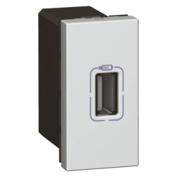 Gniazdo zasilające USB 5V= - 750 mA Aluminium Legrand Mosaic 079391