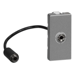 Gniazdo 'Jack' 3,5 mm 'żeńskie' z przewodem podłączeniowym Aluminium Legrand Mosaic 079379