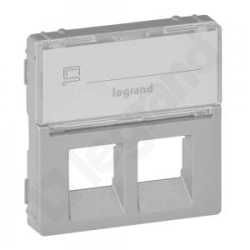 Gniazdo 1 x RJ 11 + 1 x RJ 45 kat. 6 UTP aluminium  (plakietka z etykietą) Valena Life 755482
