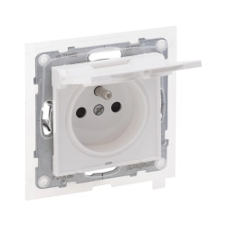 SUNO Gniazdo pojedyncze białe IP44 2P+Z z przesłoną 16A 250V zaciski automatyczne 721186