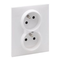 SUNO Gniazdo podwójne białe czeskie 2P+Z z przesłoną 16A 250V zaciski automatyczne (monoblok) 721182