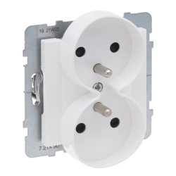 SUNO Gniazdo podwójne białe 2x2P+Z z przesłoną 16A 250V zaciski automatyczne 721190