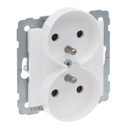 SUNO Gniazdo podwójne białe 2x2P+Z 16A 250V zaciski śrubowe 721191