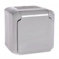 Gniazdo 2P+Z Schuko natynkowe - 16 A IP44 szary Legrand Forix 782393