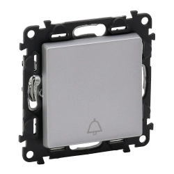 Przycisk przełączny  NO/NC z symbolem dzwonka- 6 A aluminium Valena Life 752315