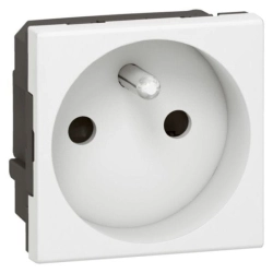 Gniazdo pojedyncze sieciowe 2P + Z 16 A - 250 V~ zaciski automatyczne Biały - antybakteryjny Legrand Mosaic 078701