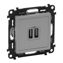 Ładowarka z gniazdem 2x USB 5V - 1500 mA aluminium Valena Life 753312