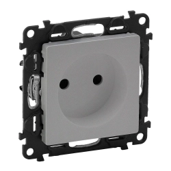 Gniazdo 2P z przesłoną 16A - 250V~ aluminium Valena Life 753316
