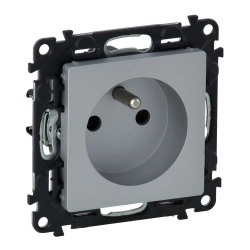 Gniazdo 2P+Z z przesłoną 16A - 250V~ aluminium Valena Life 753380