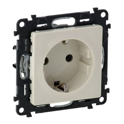 Gniazdo SCHUKO  2P+Z kremowe z przesłoną 16A - 250V~ zaciski śrubowe Valena Life 753224