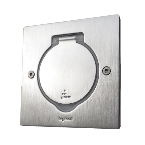 Gniazdo podłogowe kwadratowe 2P+Z INOX Legrand 089700