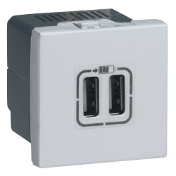 Gniazdo zasilające 2 x USB 5V= - 1500 mA Aluminium Legrand Mosaic 079394