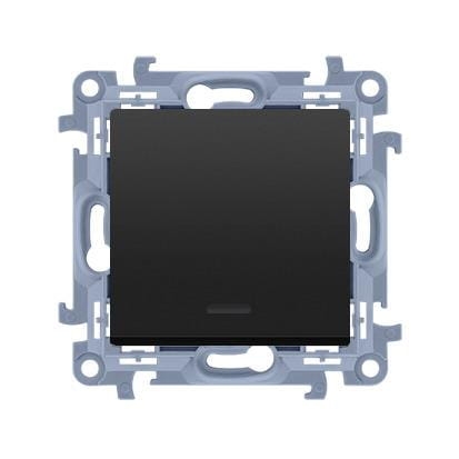 Przycisk bez piktogramu z podświetleniem LED (moduł) 10AX, 250V, zaciski śrubowe czarny mat Kontakt Simon 10 CP1L.01/49
