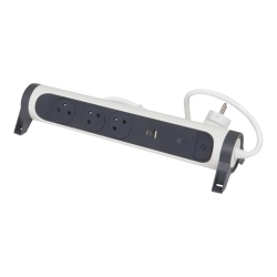 Przedłużacz obrotowy Legrand Helmo 3x2P+Z z USB A+C, z ogranicznikiem przepięć, z przewodem 1.5M biały / grafitowy
