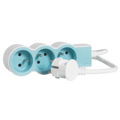 Przedłużacz Legrand Helmo Standard 3x2P+Z, z przewodem 1.5 m 049474etra 3x1.0 mm2 biały/błękitny