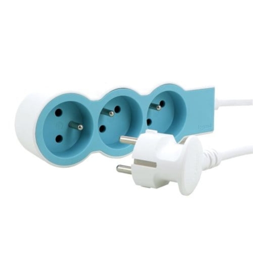 Przedłużacz Legrand Helmo Standard 3x2P+Z, z przewodem 1.5 m 049474etra 3x1.0 mm2 biały/błękitny