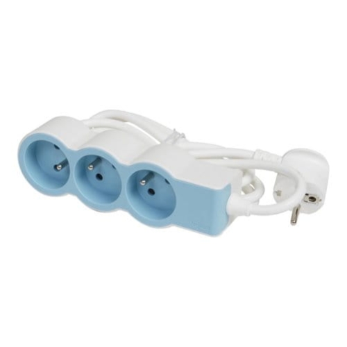 Przedłużacz Legrand Helmo Standard 3x2P+Z, z przewodem 1.5 m 049474etra 3x1.0 mm2 biały/błękitny