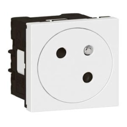 Gniazdo pojedyncze ukośne pod kątem 45 st. sieciowe 2P + Z 16 A - 250 V~ zaciski automatyczne Biały Legrand Mosaic 278105L