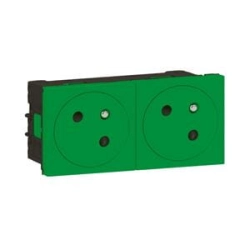 Gniazdo wielokrotne zespolone 2 x 2P+Z 16 A - 250 V~ zaciski automatyczne Zielony Legrand Mosaic 077162L