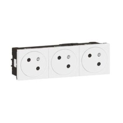 Gniazdo wielokrotne zespolone 3 x 2P+Z 16 A - 250 V~ zaciski automatyczne Biały Legrand Mosaic 278165L