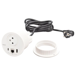 Gniazdo meblowe Incara Disq 80 z USB A+C i RJ45 kat. 6 FTP Legrand 654701