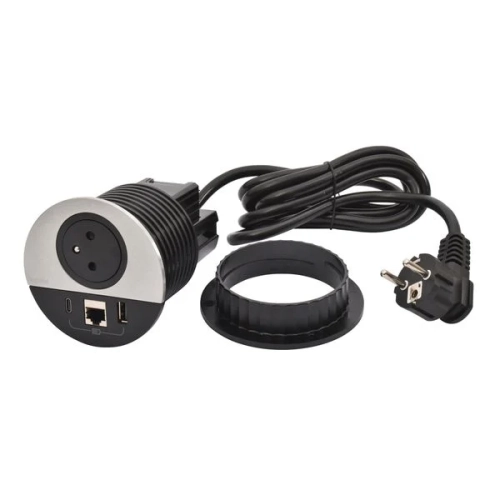 Gniazdo meblowe Incara Disq 80 z USB A+C i RJ45 kat. 6 FTP Legrand 654703