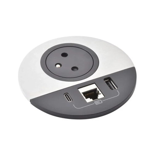 Gniazdo meblowe Incara Disq 80 z USB A+C i RJ45 kat. 6 FTP Legrand 654703