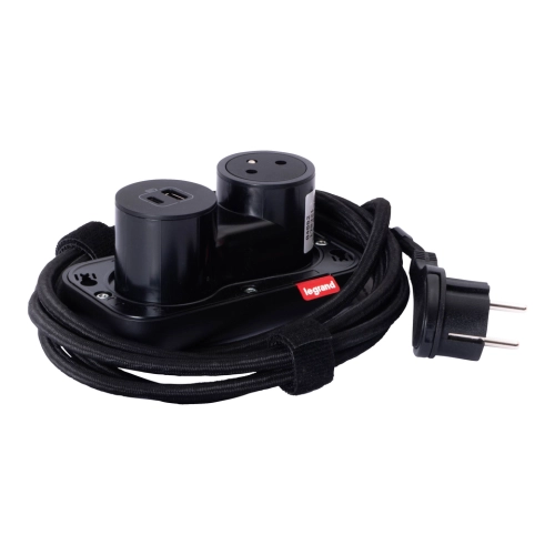 Podstawa 1x 2P+Z / USB A+C - 2,5 M-czarny Incara Electr'On Legrand 654903