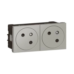 Gniazdo wielokrotne zespolone 2 x 2P+Z 16 A - 250 V~ zaciski automatyczne Aluminium Legrand Mosaic 079272L