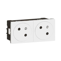 Gniazdo wielokrotne zespolone 2 x 2P+Z 16 A - 250 V~ zaciski automatyczne Biały Legrand Mosaic 278164L