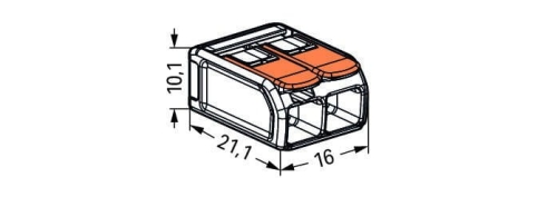 Szybkozłączka 2x0,5‑6mm2 transparentna / pomarańczowa 221‑612