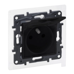 Gniazdo zasilające 2P+Z + IP44 Legrand Niloe Step Czarne 863535B