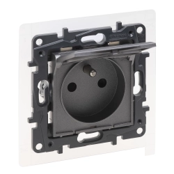 Gniazdo zasilające z przesłoną styków + Z 16 A+IP44 Legrand Niloe Step Stalowe 863436