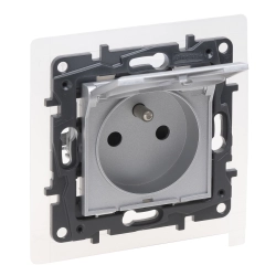 Gniazdo zasilające 2P+Z + IP44 Legrand Niloe Step Aluminiowe 863335