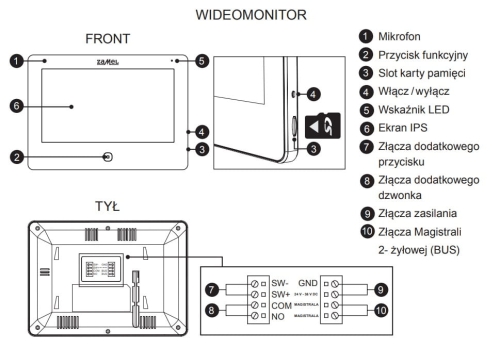 JEDNORODZINNY DWUŻYŁOWY ZESTAW WIDEO DOMOFONOWY Z CZYTNIKIEM RFID  CZARNY - SERIA 200 TYP VP-209ICSB-B (2).jpg