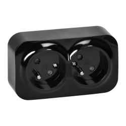 ToDo Gniazdo podwójne 2x2P+Z, 16A/230VAC, IP20, Czarne ORNO