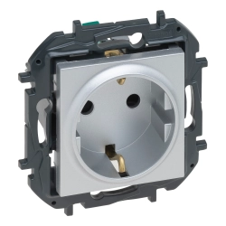 Gniazdo zasilające Schuko 2P+Z przesłona  Legrand Niloe Step Aluminium 863320B