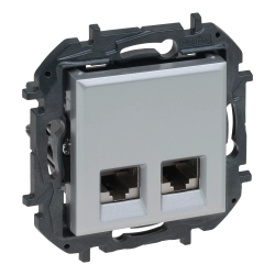 Gniazdo komputerowe podwójne RJ45 kat 6A UTP Legrand Niloe Step Aluminium 863368B