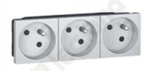 Gniazdo wielokrotne zespolone 3 x 2P+Z 16 A - 250 V~ zaciski automatyczne Aluminium Legrand Mosaic 079273