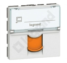 Gniazdo RJ 45 kat. 6A STP - 2 moduły Biały z pomarańczową klapką Legrand Mosaic 076525