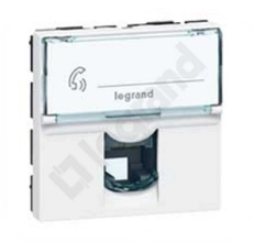 Gniazdo telefoniczne RJ 11 , 4 styki 2 moduły Biały Legrand Mosaic 078731
