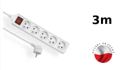 Przedłużacz 5-gniazdowy z wyłącznikiem dł.3m - EPS-503W