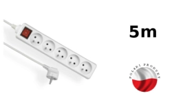 Przedłużacz 5-gniazdowy z wyłącznikiem dł.5m - EPS-505W