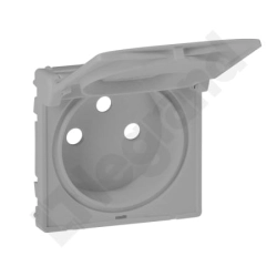 Gniazdo 2P+Z z przesłoną i klapką 16A - 250V~ aluminium (plakietka) Valena Life 754862